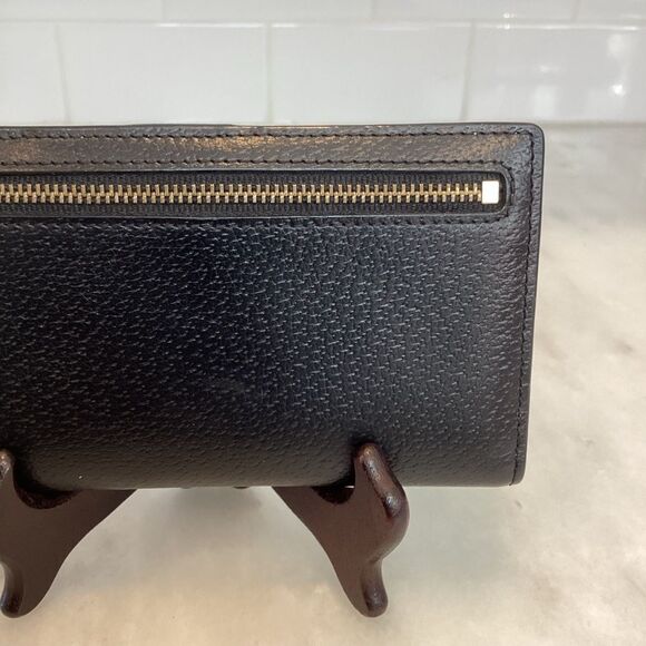 Kate Spade Cross Grain Leather Slim Sleek Snap & Zip Clutch Wallet - Picture 5 of 16